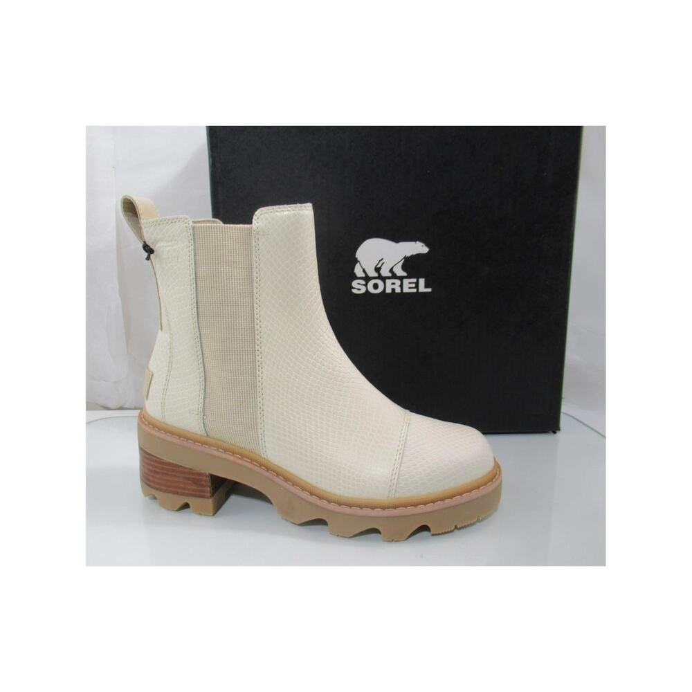 Sorel Size 8.5 Joan Now Chelsea Waterproof Pull On Boots Bleached Ceramic Gum